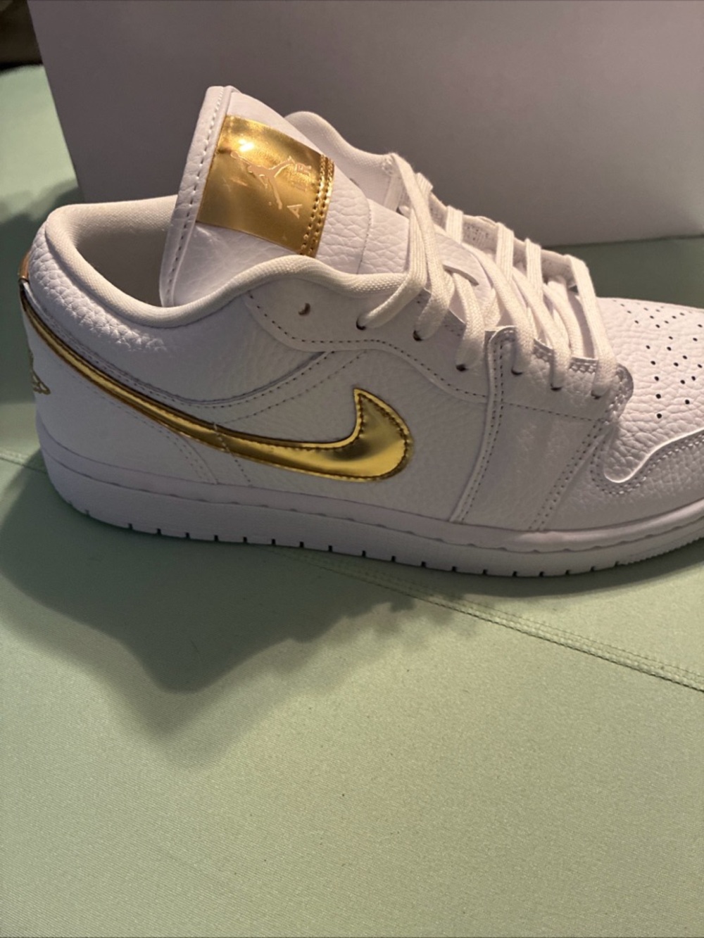 Air Jordan  1 low ladies metallic gold sneaker size 9.5 - Picture 4 of 11